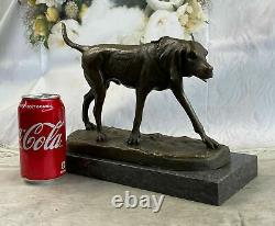 Signé Bronze Massif Foxhound Chien Sculpture Statue Main Fait Marbre Base Oeuvre