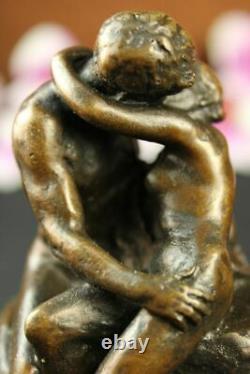 Signé Bronze Sculpture Français Rodin The Bisou Classique Statue Sur Marbre