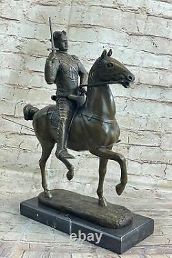 Signé Bronze Statue Romain God De Guerre Warrior Militaire Sculpture Sur Marbre