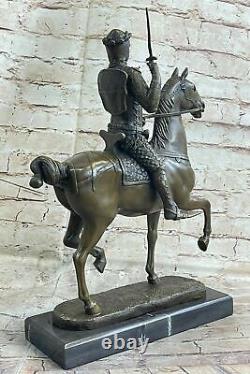 Signé Bronze Statue Romain God De Guerre Warrior Militaire Sculpture Sur Marbre