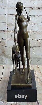 Signe Chair Diana The Hunter Avec Chasse Chien Bronze Sculpture Marbre Base