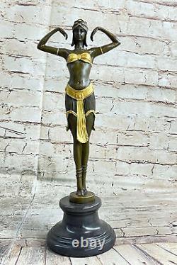 Signé Chiparus Charmant Dancer Bronze Marbre Statue Sculpture 19 Grand Bust