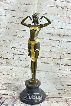 Signé Chiparus Charmant Dancer Bronze Marbre Statue Sculpture 19 Grand Bust