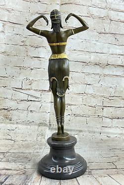 Signé Chiparus Charmant Dancer Bronze Marbre Statue Sculpture 19 Grand Bust