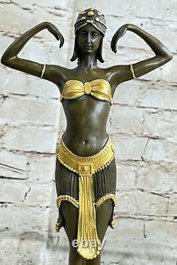 Signé Chiparus Charmant Dancer Bronze Marbre Statue Sculpture 19 Grand Bust