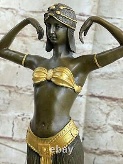 Signé Chiparus Charmant Dancer Bronze Marbre Statue Sculpture 19 Grand Bust