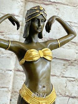 Signé Chiparus Charmant Dancer Bronze Marbre Statue Sculpture 19 Grand Bust