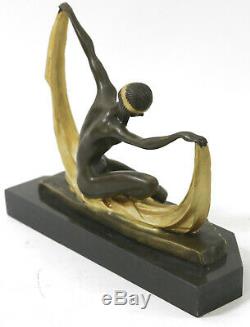 Signé Chiparus Charmant Danseuse Bronze Marbre Statue Sculpture 10 Figurine