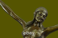 Signé Chiparus Charmant Danseuse Bronze Marbre Statue Sculpture 24 Figurine