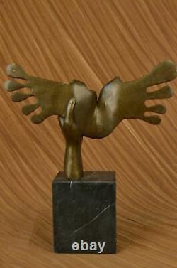Signé Dali Abstrait Femelle Soleil Bronze Sculpture Marbre Base Figurine Statue
