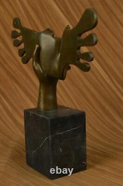 Signé Dali Abstrait Femelle Soleil Bronze Sculpture Marbre Base Figurine Statue