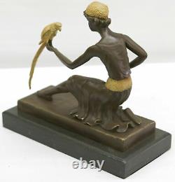 Signé Danseur Danseuse Avec Pose Bronze Sculpture Figurine Statue Marbre Base