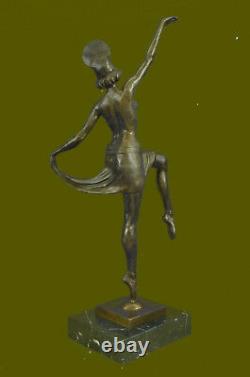 Signé Décor Russe Danseuse Art Déco Bronze Sculpture Marbre Base Statue Solde