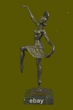 Signé Décor Russe Danseuse Art Déco Bronze Sculpture Marbre Base Statue Solde