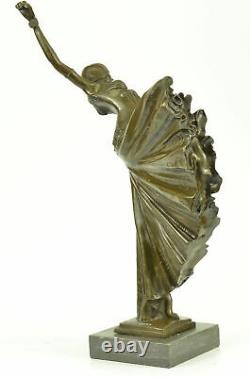 Signé Demetre Chiparus Nouveau Beau Danseuse Bronze Marbre Base Figurine Ar