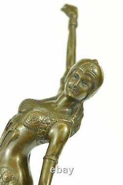 Signé Demetre Chiparus Nouveau Beau Danseuse Bronze Marbre Base Figurine Ar