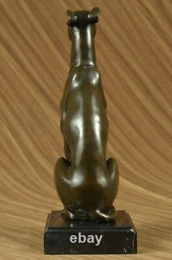 Signé Fonte Italien Lévrier Bronze Sculpture Marbre Base Figurine Art Solde