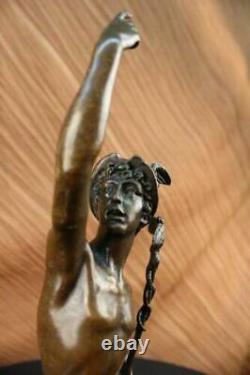 Signé Giambologna Flying Mercury Bronze Marbre Sculpture Statue Art Déco Décor
