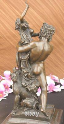 Signé Giambologna Viol De The Sabine Femme Bronze Marbre Base Mythique Figurine