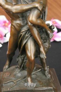 Signé Giambologna Viol De The Sabine Femme Bronze Marbre Base Mythique Figurine