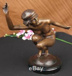 Signé Gory Superbe Nudiste Bronze Marbre Base Statue Décoratifs Figur