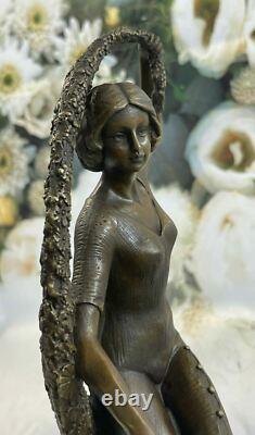 Signé Guirande Bronze Statue Art Déco Danse Marbre Base Figurine Cadeau Solde
