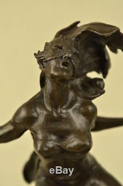 Signé Italien Artiste Vitaleh Ouest Art Bronze Marbre Allure Chair Belle Statue