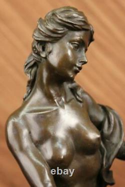 Signé Moreau Leda And The Cygne Bronze Marbre Statue Mythique Grec Sculpture Nr