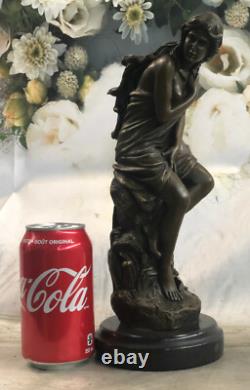 Signé Moreau, Statue En Bronze Femme Nue Ange Art Décor Figurine En Marbre