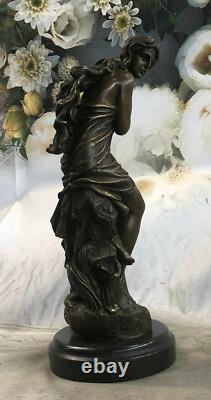Signé Moreau, Statue En Bronze Femme Nue Ange Art Décor Figurine En Marbre