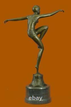 Signé Nageur Dancer Chiparus Bronze Sculpure Statue Sur Marbre Base Figurine