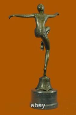 Signé Nageur Dancer Chiparus Bronze Sculpure Statue Sur Marbre Base Figurine