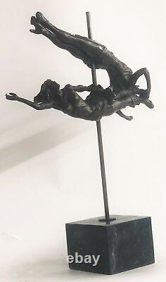 Signé Original Aldo Vitaleh Deux Cirque Bronze Sculpture Statue Marbre Cadeau