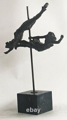 Signé Original Aldo Vitaleh Deux Cirque Bronze Sculpture Statue Marbre Cadeau