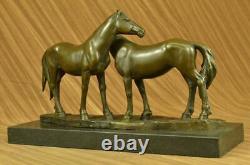 Signé Original Chevaux IN Love Bronze Sculpture Marbre Base Figurine Maison Déco