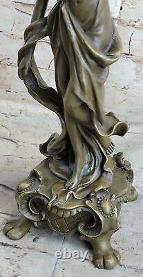 Signé Original Floral Déesse Bougeoir Bronze Marbre Sculpture Statue Deal