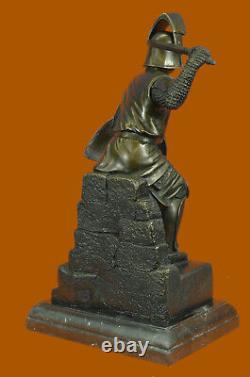 Signé Original Kamiko Japonais Samouraï Guerrier Bronze Marbre Sculpture Lourd