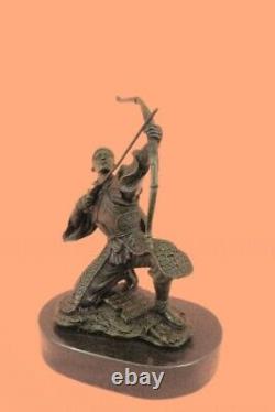 Signé Original Kamiko Japonais Samurai Warrior Bronze Marbre Sculpture Décor