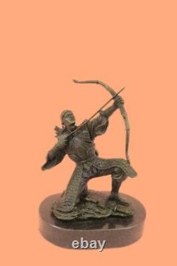Signé Original Kamiko Japonais Samurai Warrior Bronze Marbre Sculpture Décor