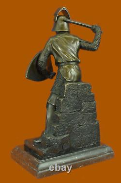 Signé Original Kamiko Japonais Samurai Warrior Bronze Marbre Sculpture Lourd