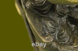 Signé Original Mascotte RAM Tête Bronze Sculpture Marbre Base Statue Figurine D