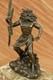 Sign&eacute; Original Poseidon God De Mer Bronze Marbre Base Figurine D&eacute;cor Maison Art