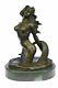 Signé Original Sexy Chair Sirène Bronze Sculpture Mythique Marbre Figurine Gif