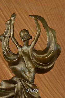 Signé Original Tango Dancer Spéciale Patine Bronze Marbre Base Sculpture Décor