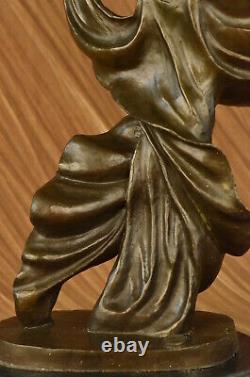 Signé Original Tango Danseuse Spécial Patine Bronze Marbre Base Sculpture Statue