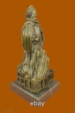 Signé Original Zengh Reine Elizabeth I Royal Marbre Base Sculpture Statue Cadeau