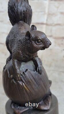 Signe Paurtrot Écureuil Bronze Marbre Sculpture Vintage Statue Figurine Cadeau