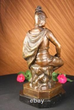 Signé Picault Romain Legion Soldat Warrior Bronze Marbre Sculpture Statue Cadeau