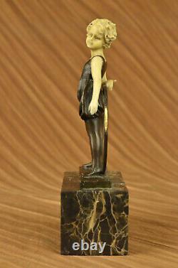 Signé Preiss Innocence Jeune Fille Bronze-Bone Marbre Sculpture Hot Fonte Figure