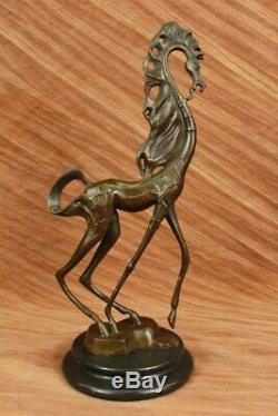Signé Salvatore Dali Art Moderne Abstrait Cheval Bronze Sculpture Marbre Cadeau